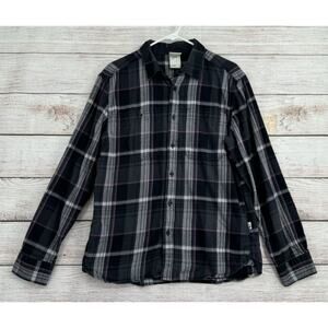 The North Face Plaid Button Down‎ Flannel Shirt Men's Size M Gray/Black/Purple
